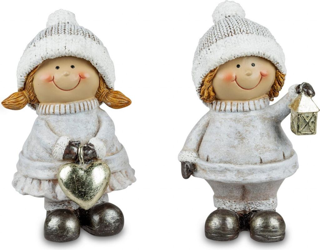 2er Set Winterkinder Mädchen + Junge, Jan + Jule H. 17cm Formano W21