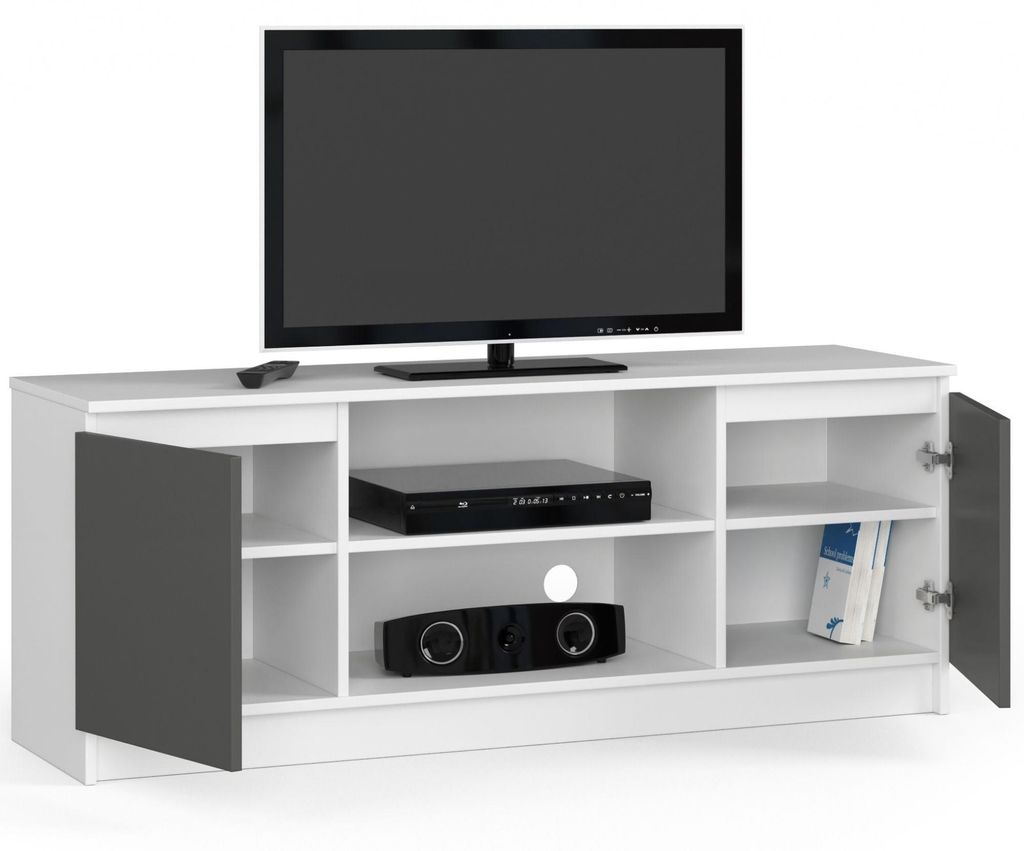 TV-Lowboard 140cm Fernsehtisch 2 Türen TV-Schrank 55cm hoch 40cm tief CLP