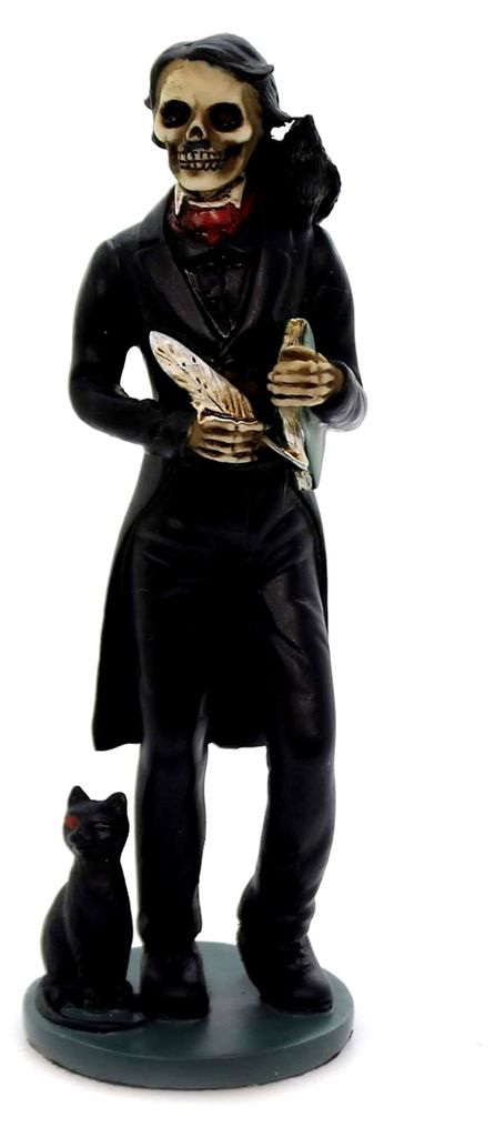 YTC Summit International Skeledgar Skeleton Edgar Allan Poe with Book and Raven Halloween Figurine New