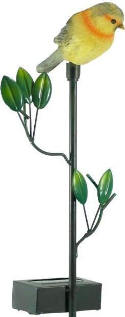 2 x Solar Gartenstecker Vogel grau-gelb-schwarz Solarleuchte