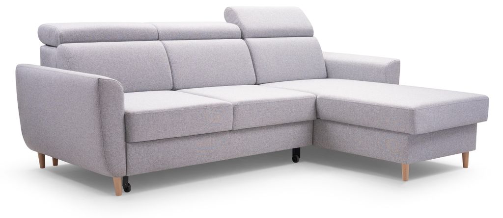 Masseno Ecksofa SAPORE mit Schlaffunktion L-Form, Sofa mit Bettkasten, Wohnzimmersofa, Couch, Soffa, Bettsofa, Couchgarnitur- Grau, DENVER 16
