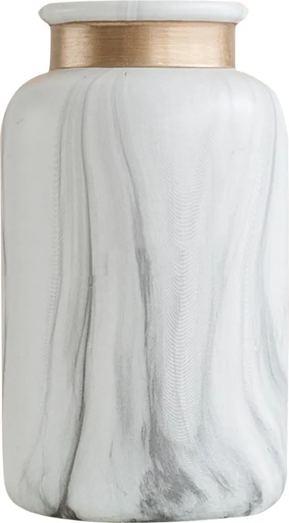 Vase à fleurs en céramique blanche imprimé marbre pour salon et bureau