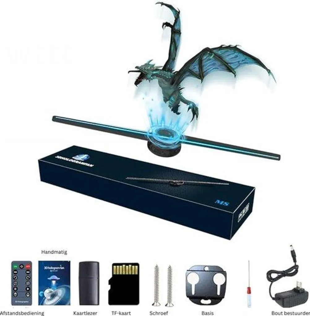 Projecteur Hologramme 3D 32cm - Ventilateur LED Haute Résolution 224 LED