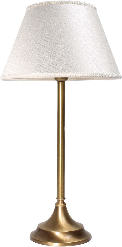 Nachttischlampe E14 36 cm Weiß Bronze aus Stoff Echt-Messing Klassisch Nachttischleuchte