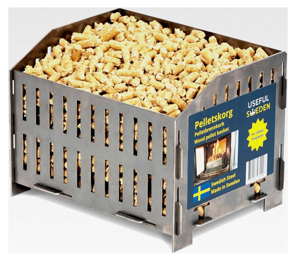 Pelletbrennkorb – Holzpellets im Holzofen oder offenen Kamin verbrennen, schwedischer Stahl, 17,7 x 24,0 x 17,0 cm (Tiefe x Breite x Höhe), 2 kg...