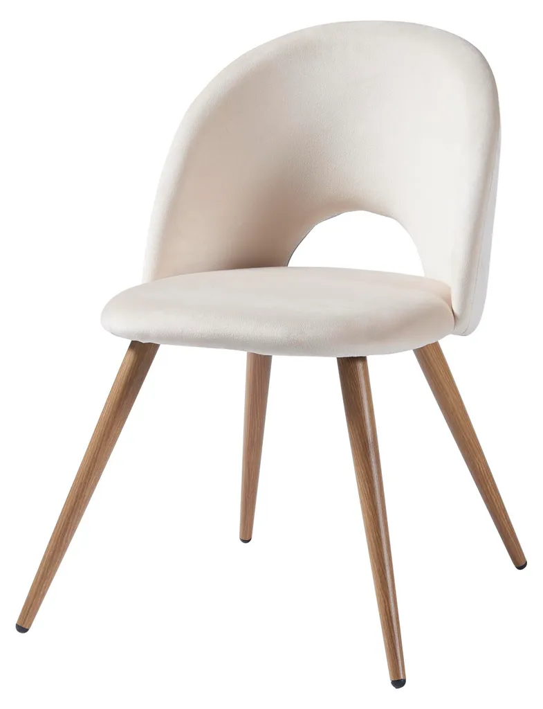 Lot de 2 chaises Karijoki salle à manger velours beige et métal 77x50cm