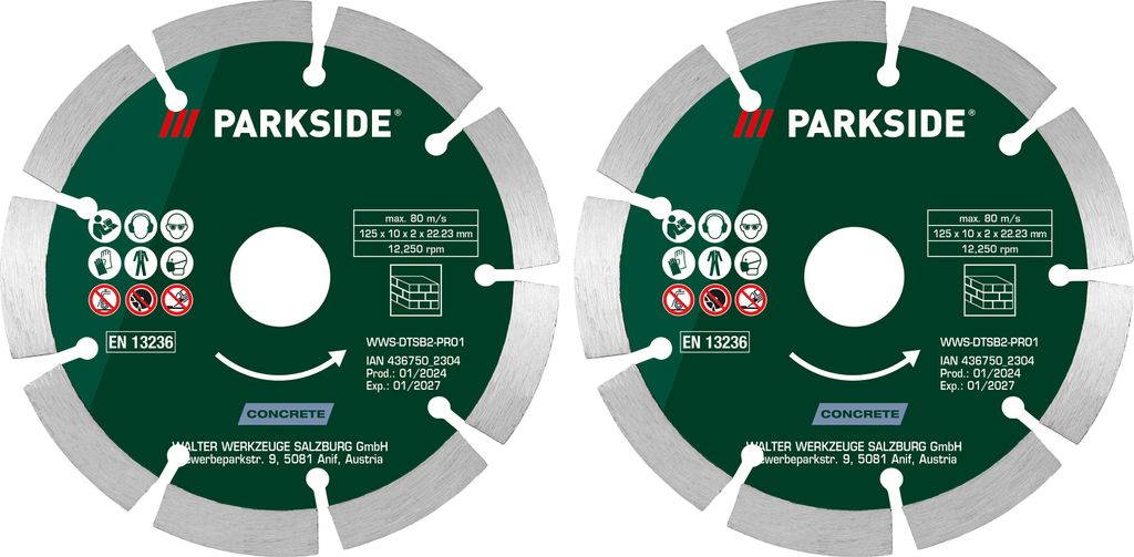 PARKSIDE® Diamant-Trennscheibenset 125mm 2er für  Produktbild 
