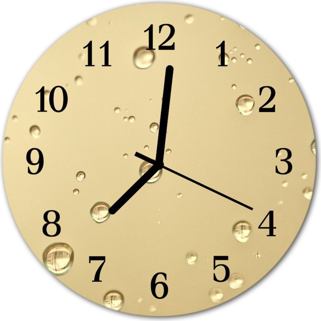 Glasuhr Wanduhr Küchenuhr Echt-Glas 30fi cm Tropfen braun