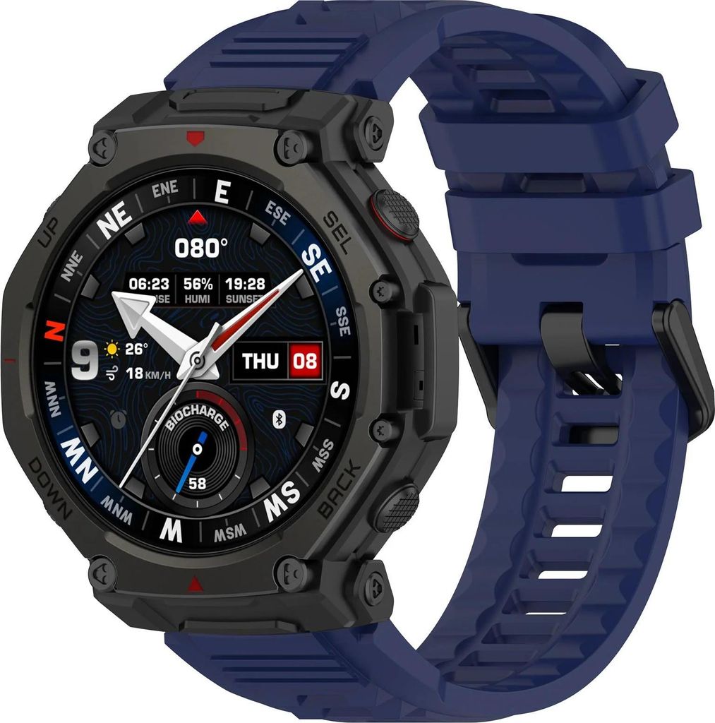 Strap-it Silikon-Sportarmband 48mm - bequem & robust - passend für Amazfit T-Rex 3 Pro 48mm - Dunkelblau