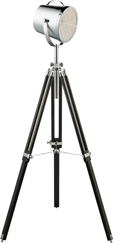 Luminaire sur pied Studio inclinable en métal chromé et socle noir