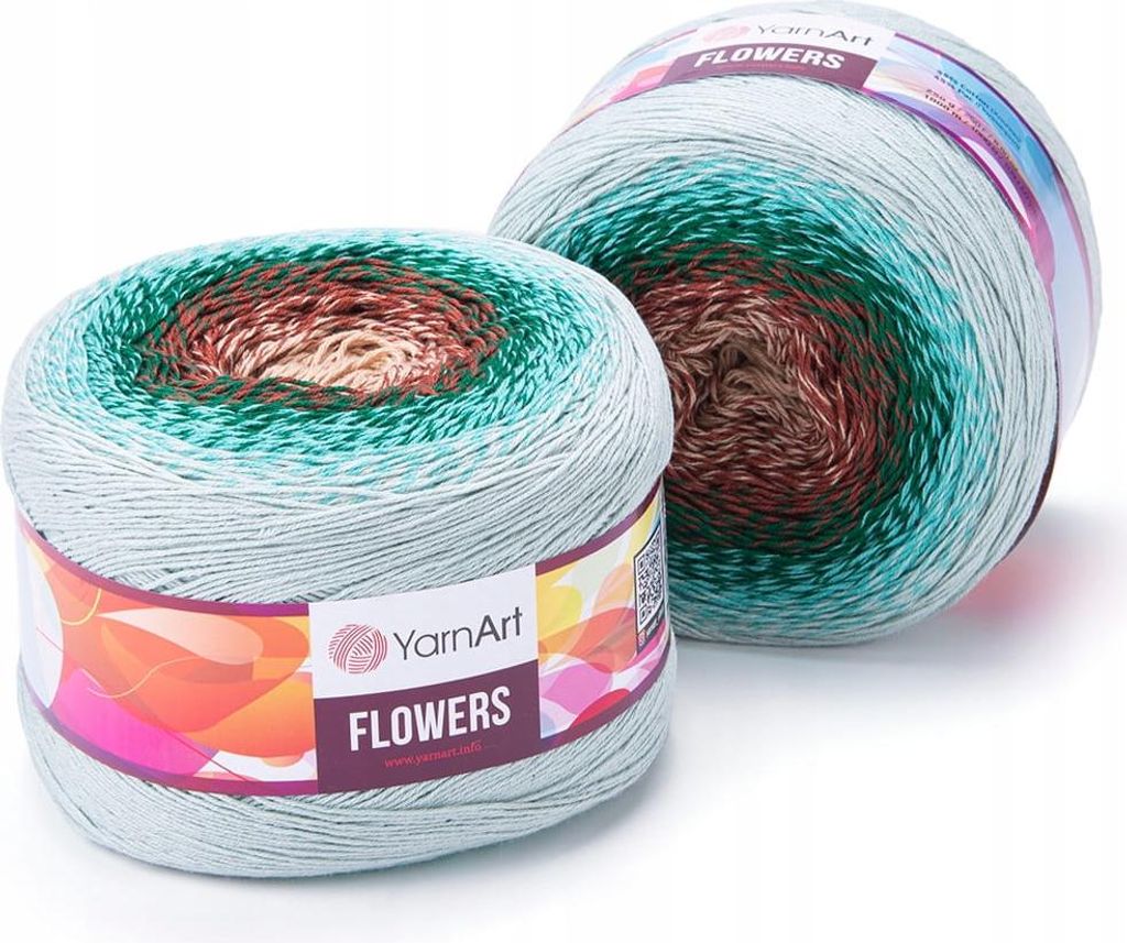 YarnArt Flowers 318: Farbverlaufsgarn mit 55% Baumwolle, 1000m Lauflänge, ideal für Sommerprojekte
