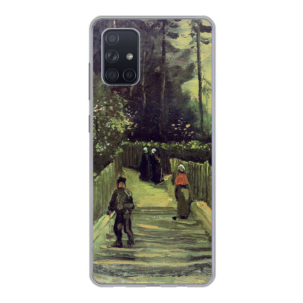 MuchoWow Handyhülle Schutzhülle Hülle für Samsung Galaxy A51 Schräger Weg in Montmartre - Vincent van Gogh Silikon Softcase Handy Hülle - S...
