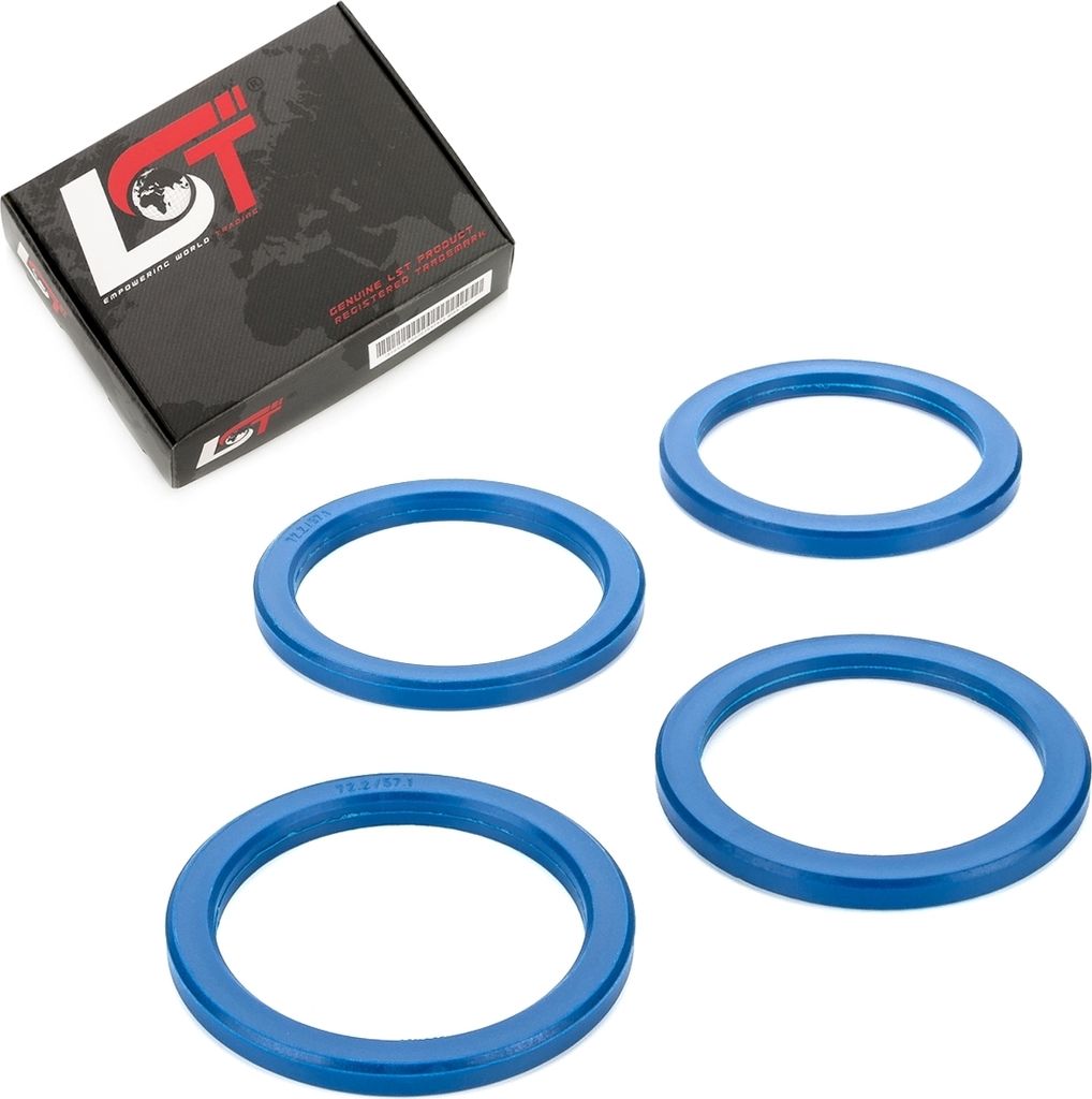 4x Zentrierringe Blau Alufelgen Ø 57,1 - Ø 72,2 mm für KIA HYUNDAI DAEWOO