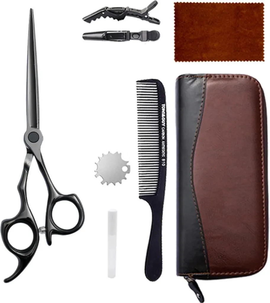Ciseaux de coiffure ergonomiques en acier inoxydable avec kit de salon