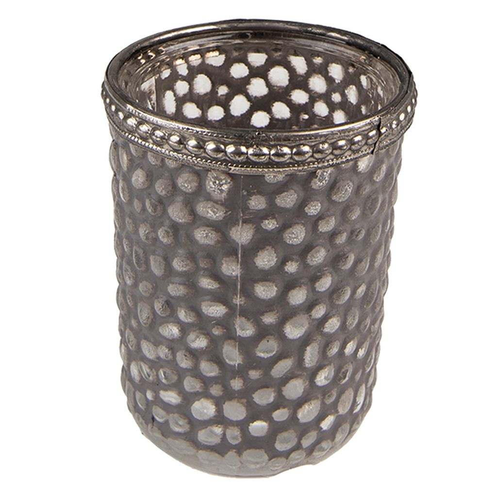 Clayre & Eef Teelichthalter Ø 6x7 cm Grau Glas