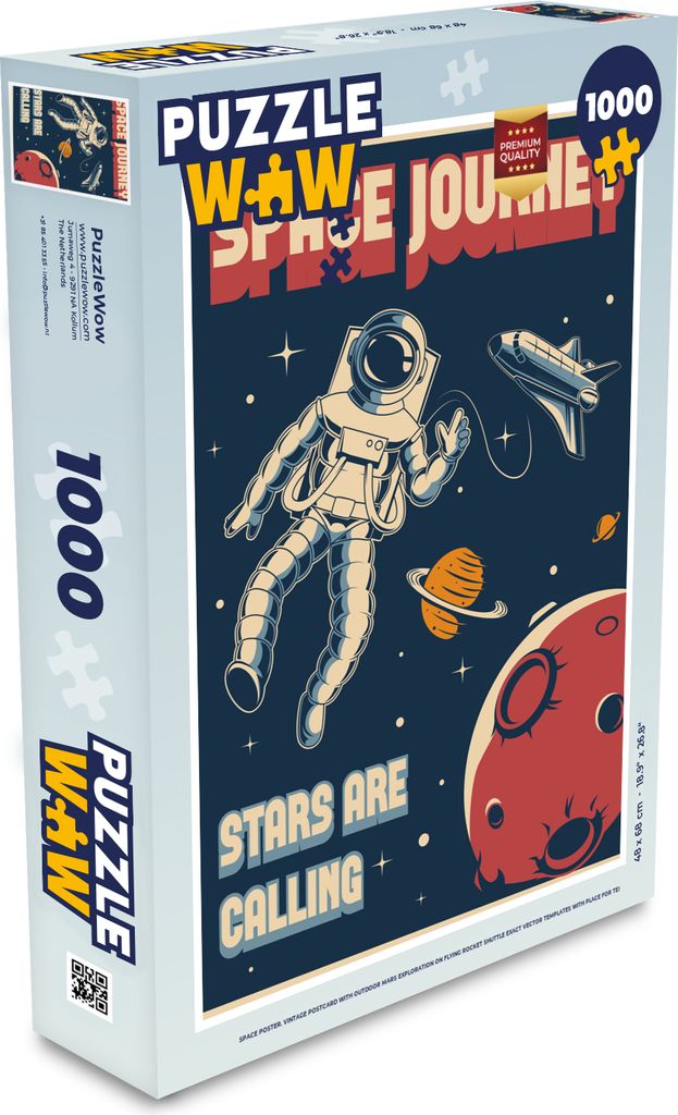 MuchoWow Puzzle 1000 Teile Raumfahrt - Astronaut - Weltraum - Retro - Spielzeug - Alt und Jung - Spiele - Puzzeln