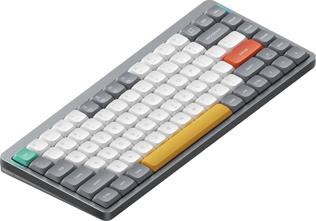 Nuphy Air75 v2 Kabellose Mechanische Tastatur QMK/VIA, QWERTY US, 75% Low Profile Bluetooth / 2.4GHz - Lunar Gray Switch Moss