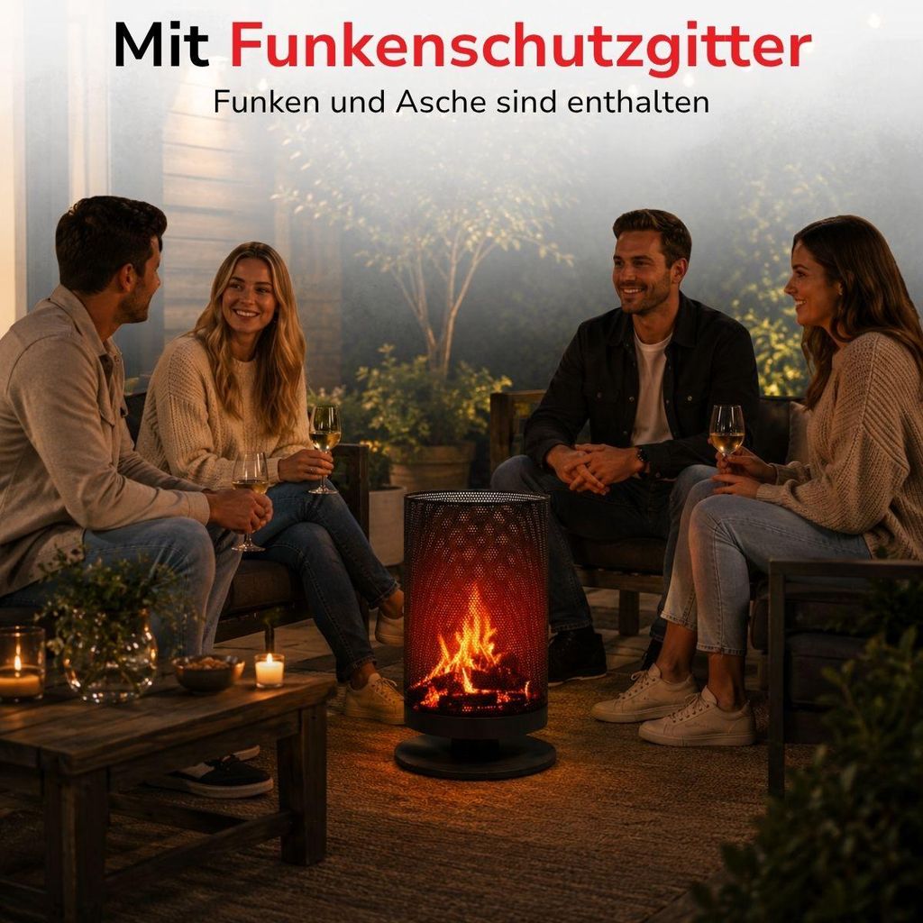 BBQ Collection Feuertonne mit Funkenschutz Feuerkorb 44,5 x