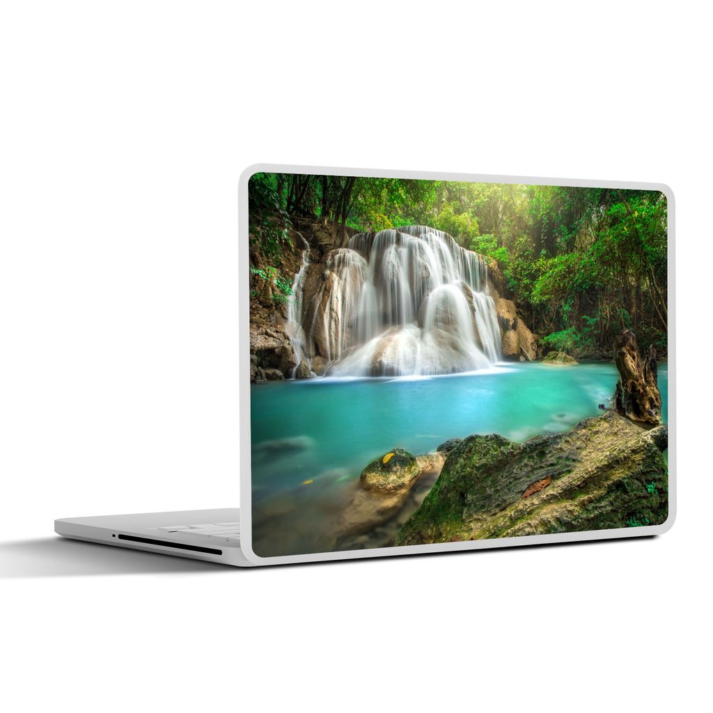MuchoWow Laptop Aufkleber Sticker Cover Wald - Wasserfall - Natur 30x21 cm - Sticker für Laptop - Selbstklebend