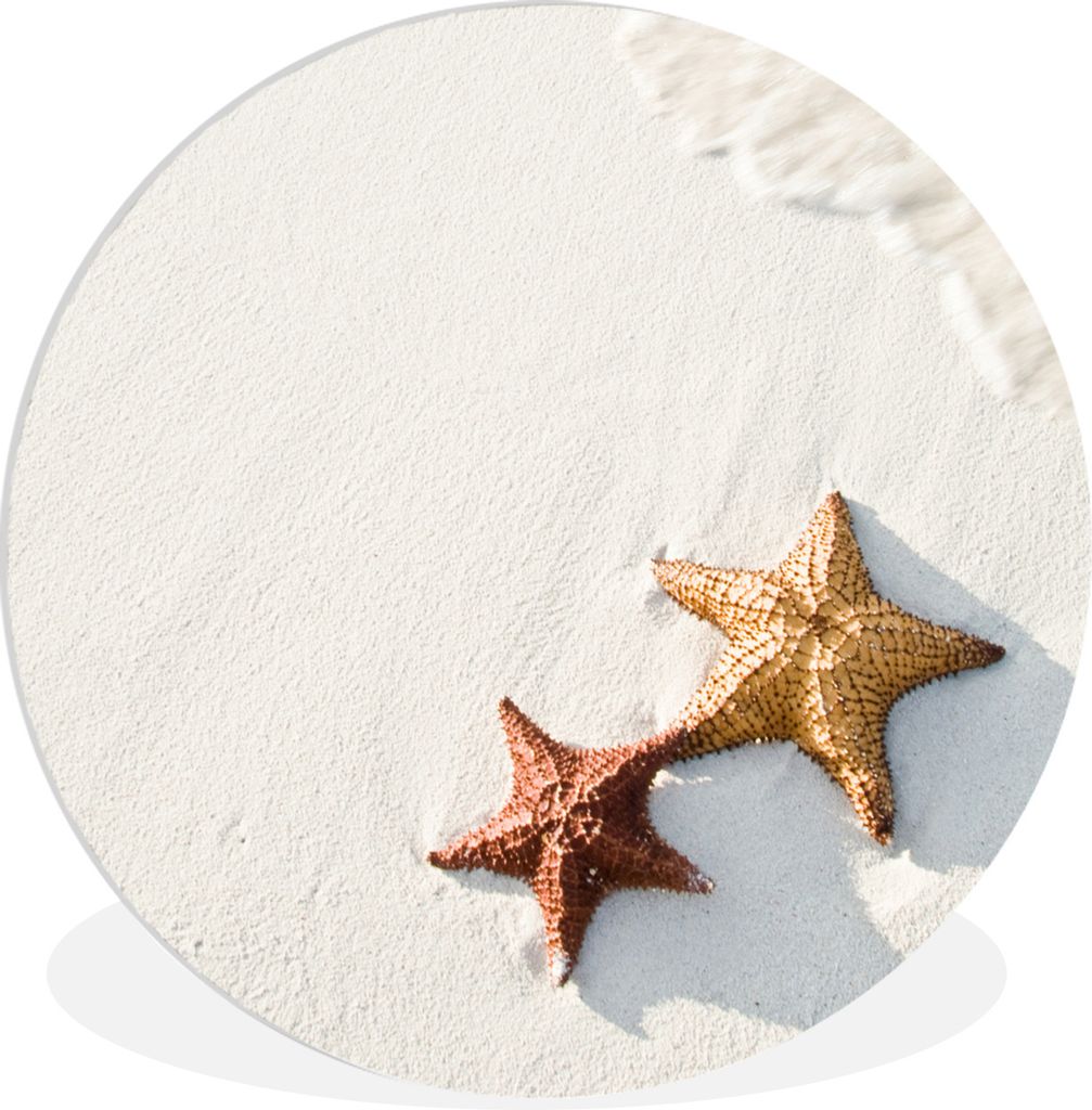 MuchoWow Rundes Wandbild - Runde Bilder Seestern - Sand - Wasser Ø 90 cm Kreis Wanddekoration Kunststoff - Wandkreis - Wandschmuck - Wand-Kreis ...