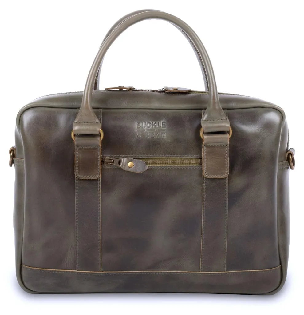 Sac de travail Everett cuir olive pour ordinateur et documents business