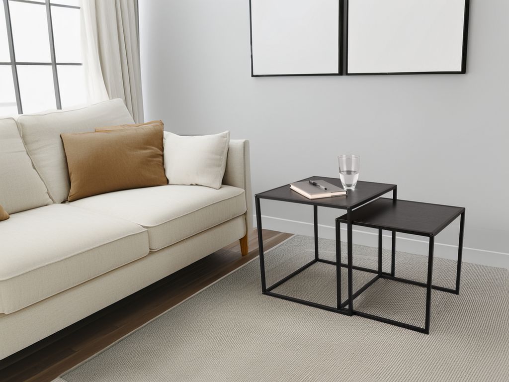 Couchtisch 2 teilig, Würfel Beistelltisch für Sofas Wohnzimmertisch Industrial