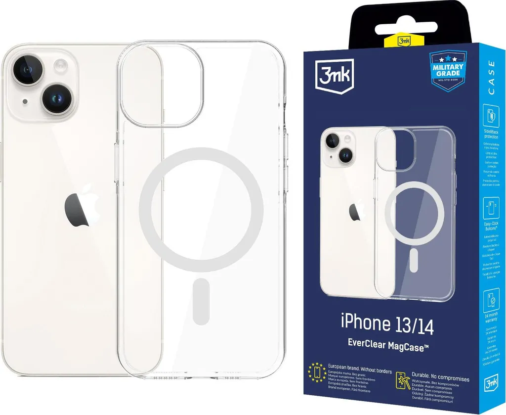 Cover Trasparente iPhone 14 MagSafe 3mk Everclear: Perfetta per i Selfie