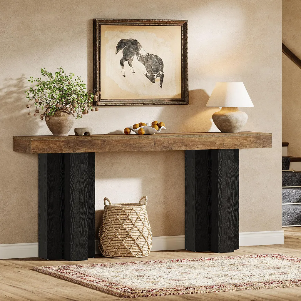 Table Console Stable 160 cm pour Entrée Étroite Solution de Rangement - 11