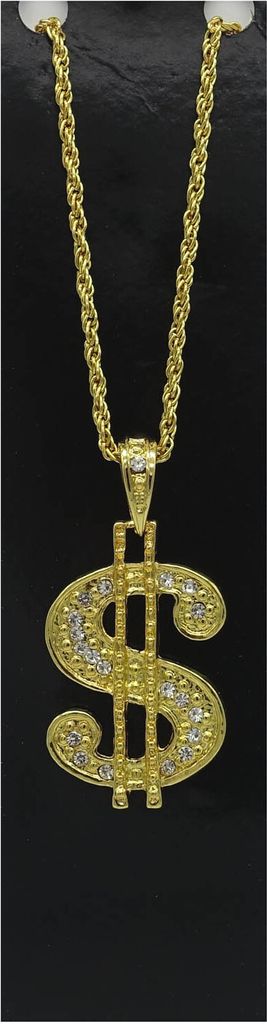 Goldene Dollar Halskette mit "Edelsteinen" Produktbild 
