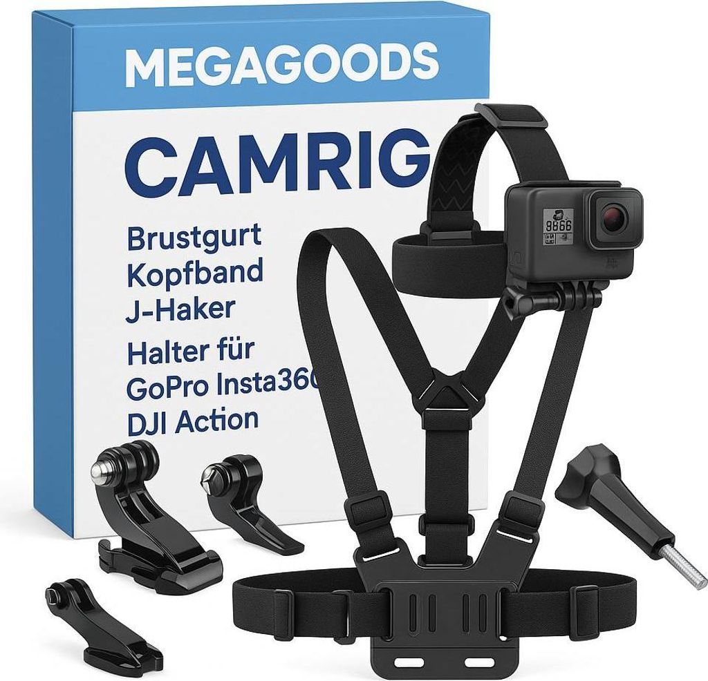 Brustgurt Kopfband J-Haken Halter für GoPro Insta360 DJI Action DE.