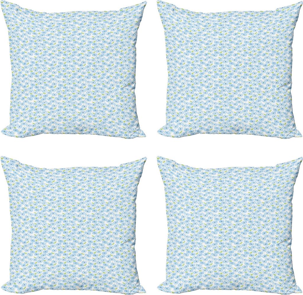ABAKUHAUS Aquarell Blumen Kissenbezug Set (4 Stück), Botanischer Frühling Vibe, Moderner Doppelseitiger Digitaldruck, 60 cm x 60 cm, Baby Blue un...