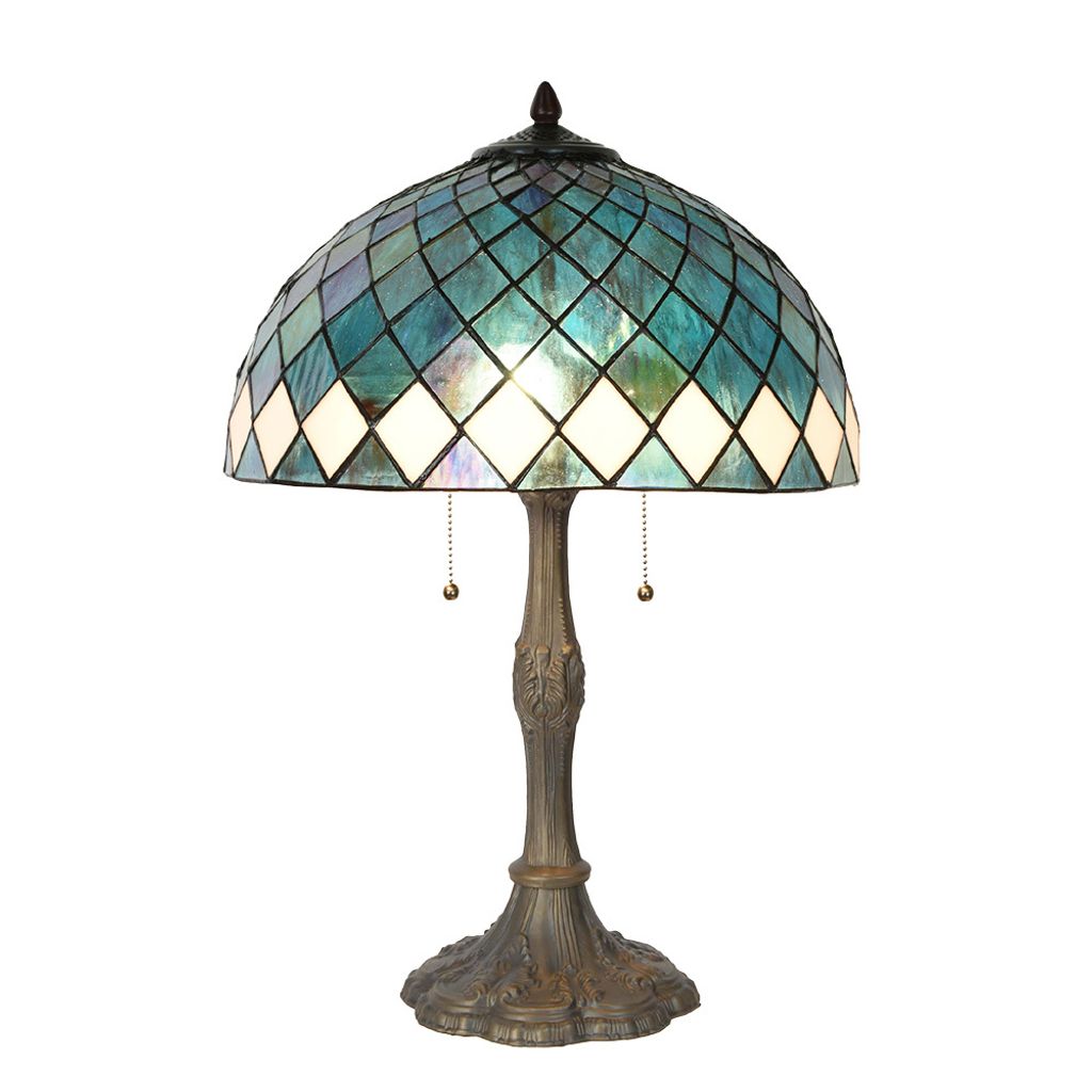 Clayre & Eef Tiffany Tischlampe Ø 40x61 cm Blau Glas