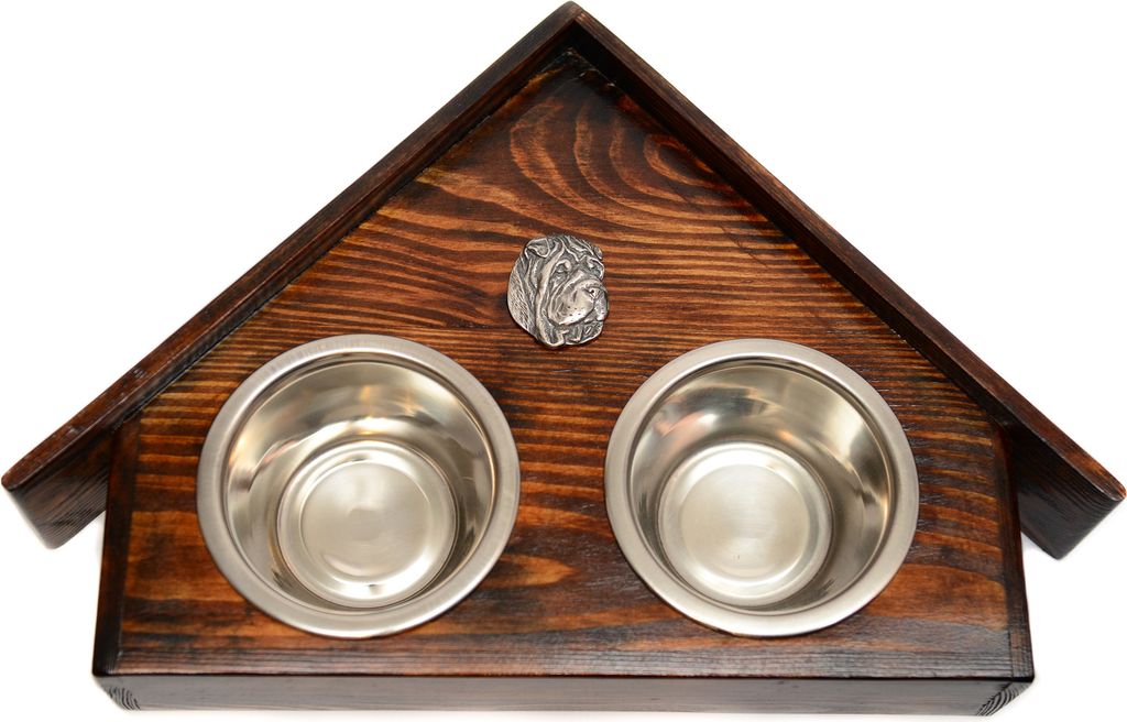 Shar Pei - Holzständer mit Schalen für Hunde, dekorative Hundeschalen, Geschenk zur Adoption eines Hundes von der Marke Art-Dog
