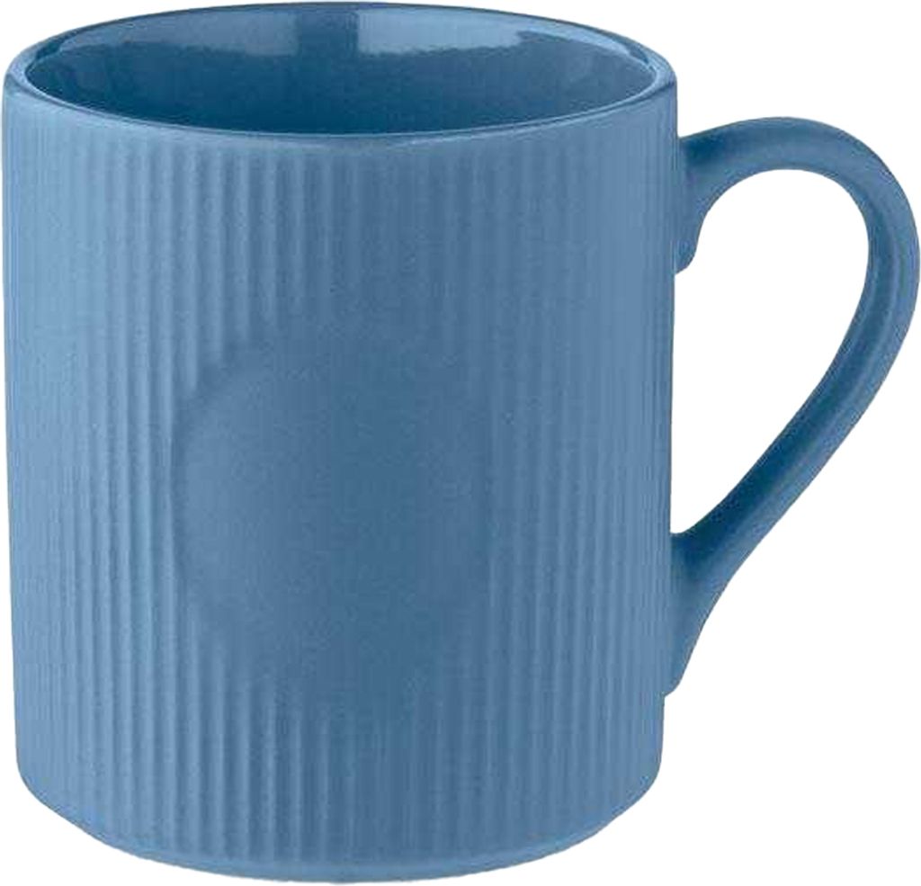 MidOcean - Kaffeebecher, gerippt, Keramik, 340ml MO351 (Einheitsgröße) (Blau)
