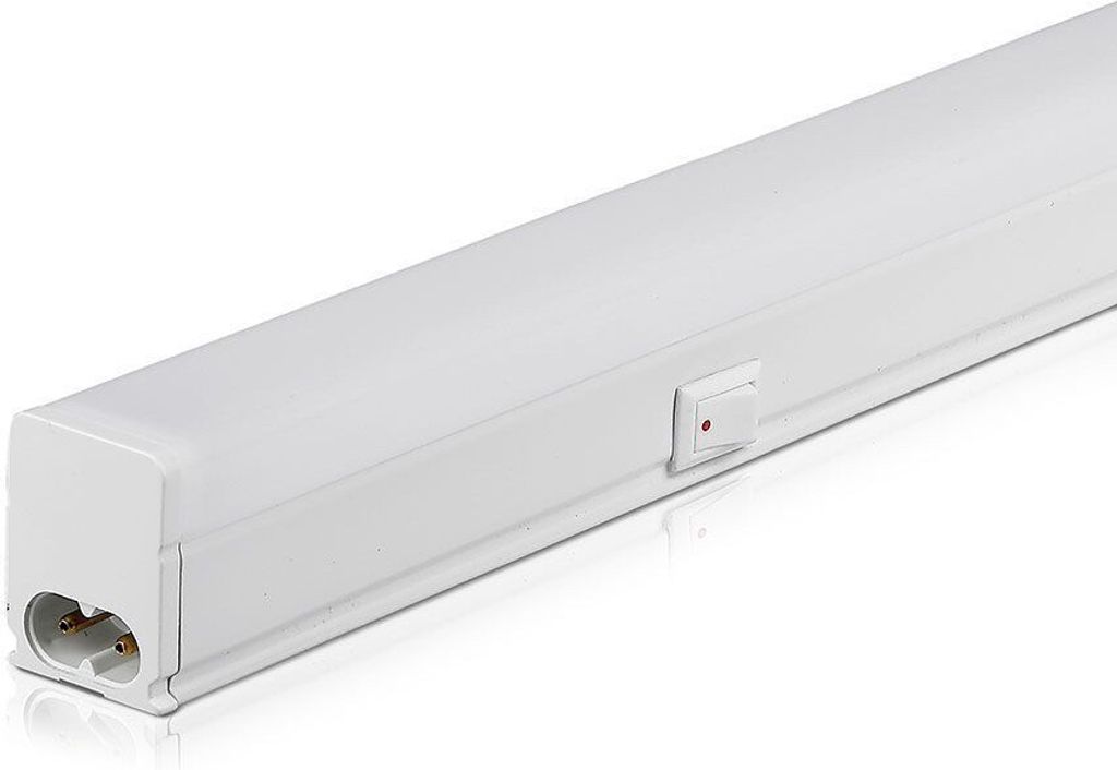 A close-up, studio shot of a white LED light bar against a white background.