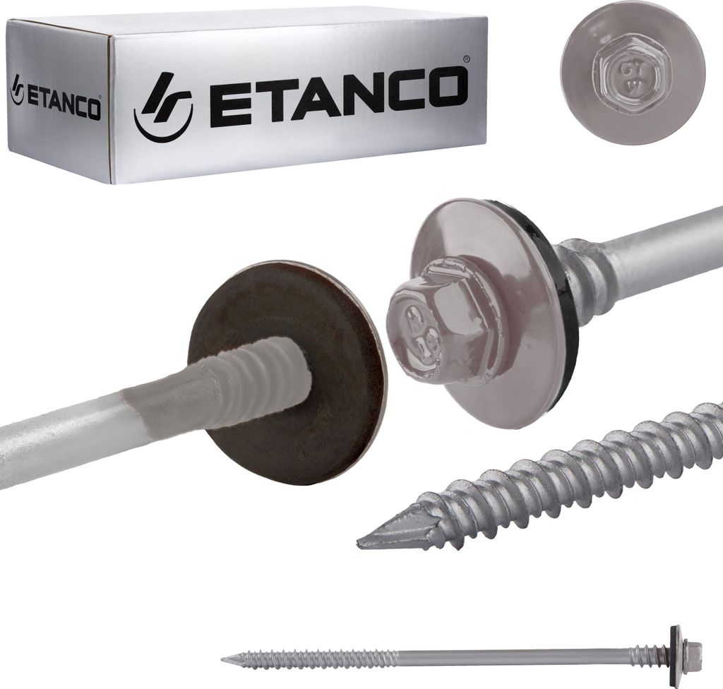 Etanco Sandwichplatten-Schrauben RAL 9007 Holz Beton 160 mm 100 St.