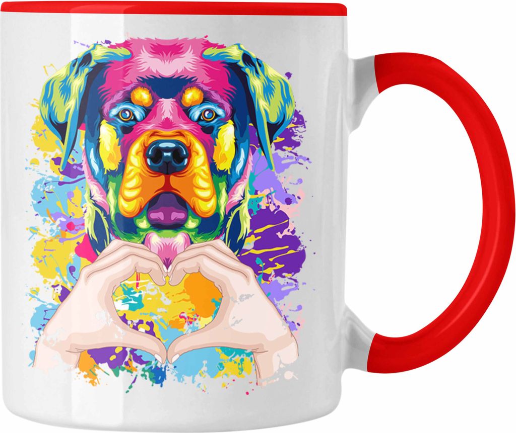 Trendation - Rottweiler Besitzer Farbe Love Tasse Geschenk Lustiger Spruch Geschenkidee Rottweiler Besitzerin (Rot)