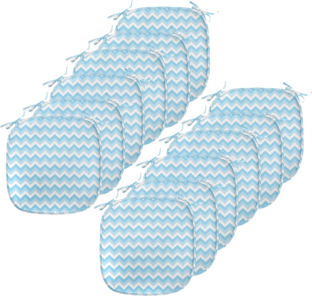ABAKUHAUS Winkel Polster für Esszimmerstühle, Sealife Aqua-Zickzack, Dekoratives wasserfestes Kissen mit Riemen für Küchensitze, 40 cm x 40 cm-...