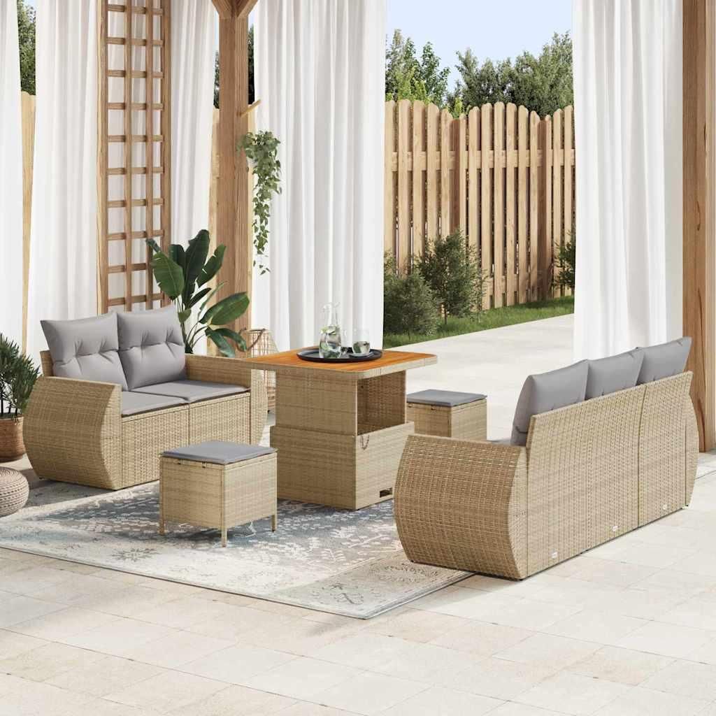 Maison Exclusive - Gartensofa-set 8 pcs Beige Poly-Rattan