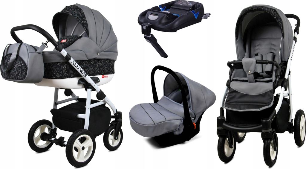 BabyLux Alu Way | 4in1 Kinderwagen Set | Steel Arrow | Kombikinderwagen | Kinderwagenset | Isof