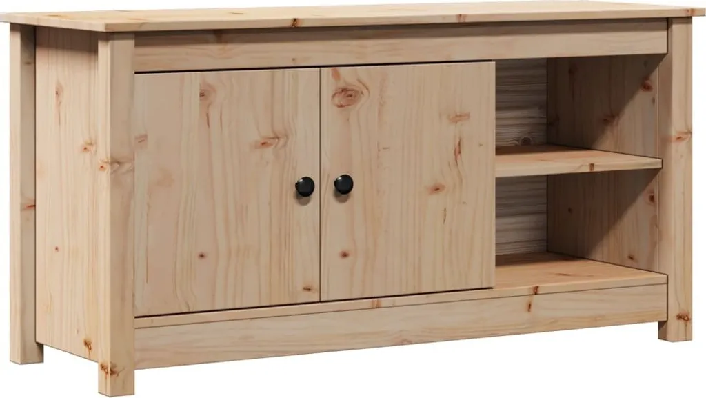 Mobile Basso Porta TV in Legno Massello di Pino 103x36,5x52 cm - Qualità