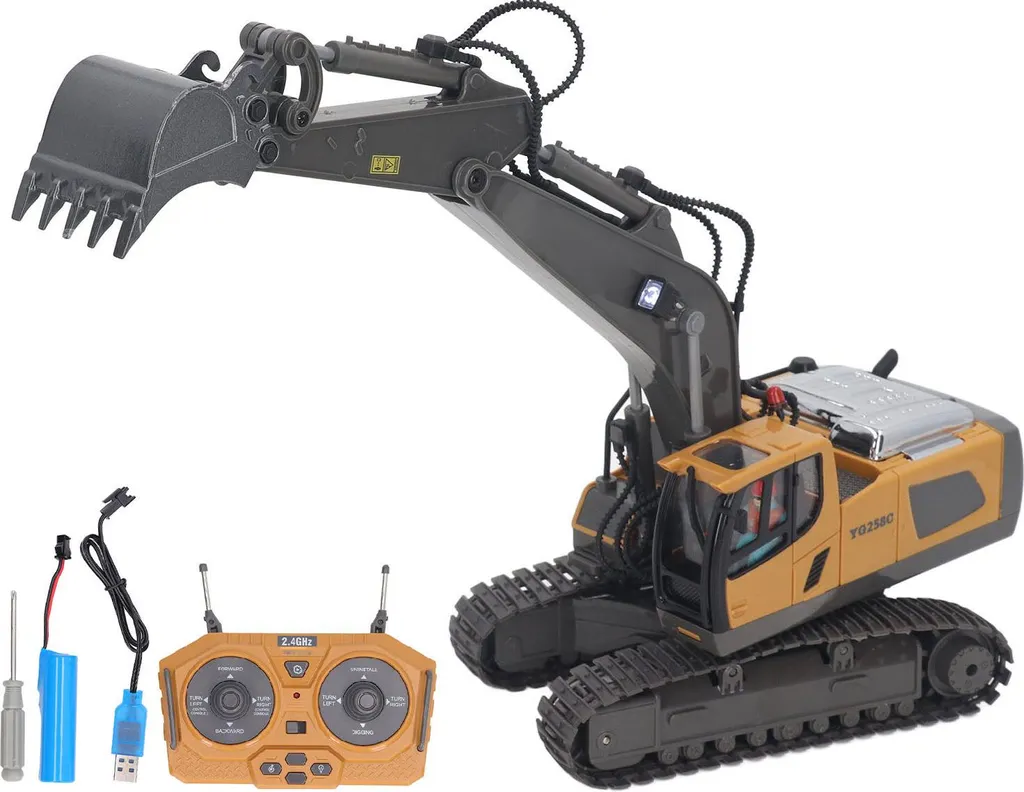 Jouet pelleteuse télécommandée grand format avec cabine rotative et sons