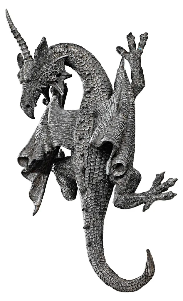Décoration Murale Dragon à Cornes du Devonshire en Résine 18x34cm