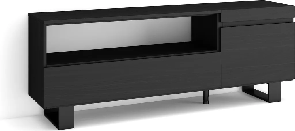 Banc Télé Noir Contemporain 150cm COZY pour Grand Écran de 65 Pouces