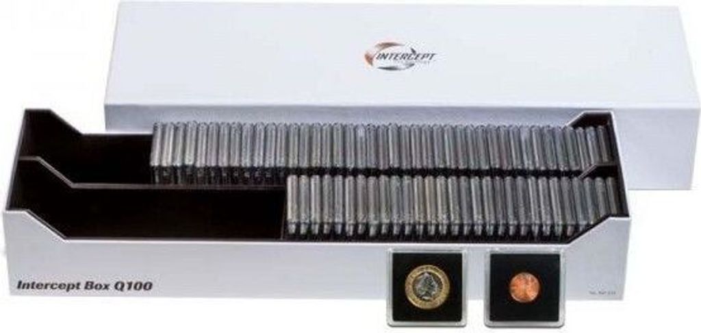 Intercept Box Q 100 für 100 QUADRUM-Münzkapseln bzw. ca. 300 Münzrähmchen