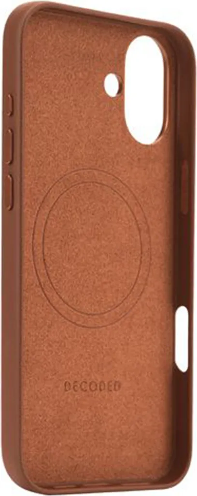 Coque iPhone 16 Plus en cuir véritable - Housse de protection Decoded Brune