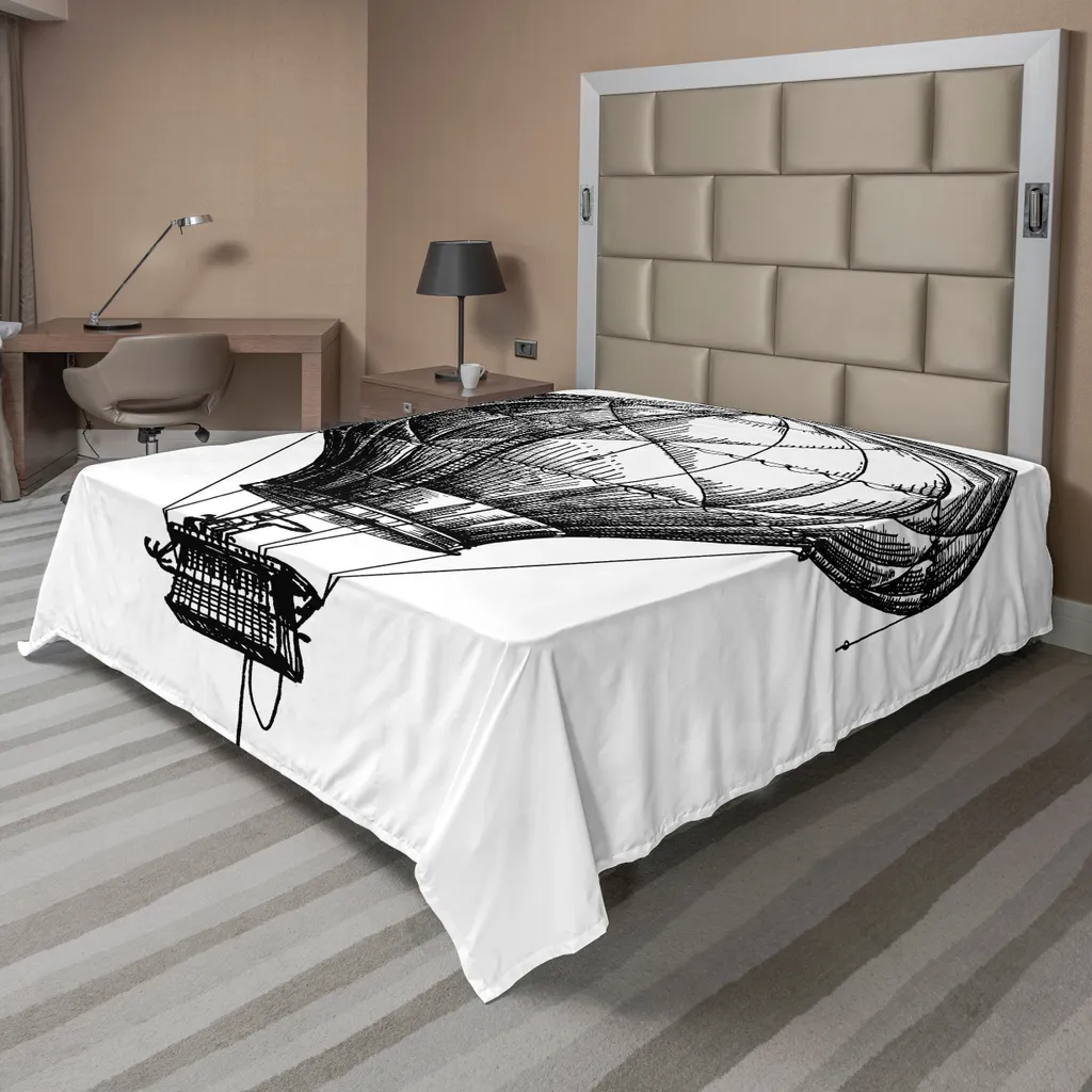 Lenzuolo Sopra ABAKUHAUS Mongolfiera Vintage - Bianco e Nero 205x244