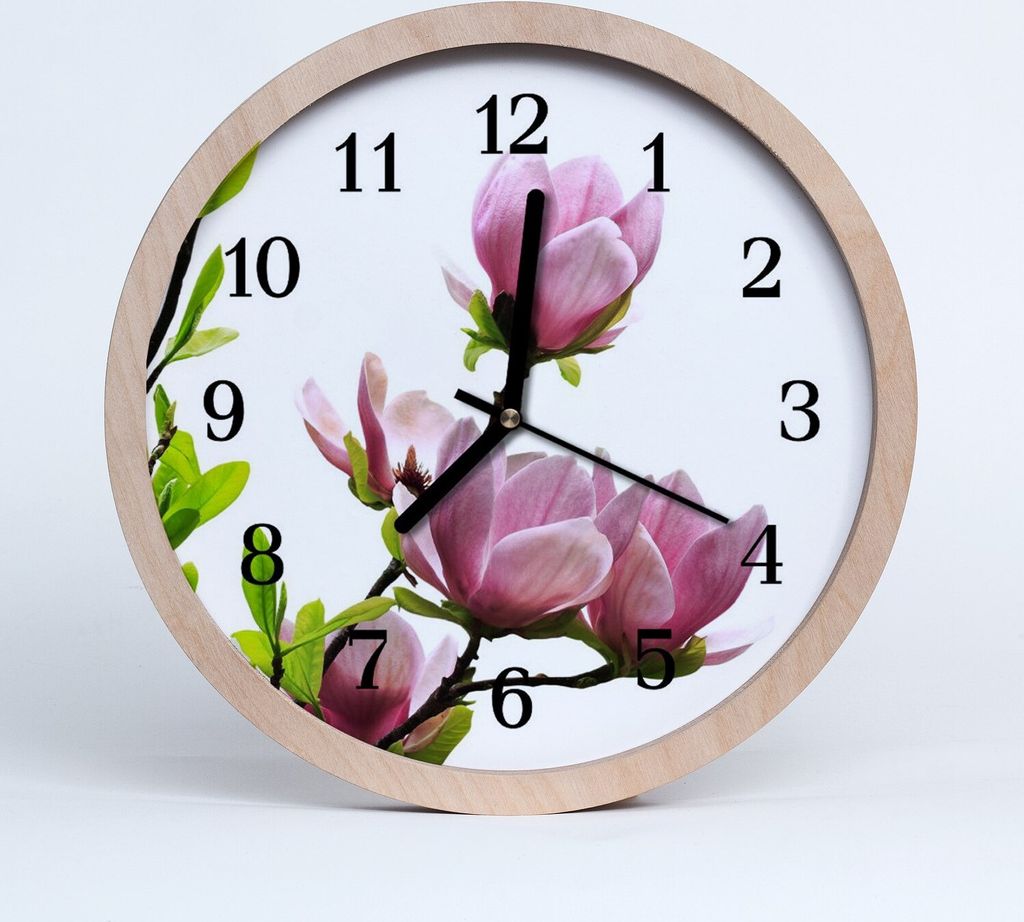 Holzuhr 30fi cm wanduhr - Magnolia Blume Blumen