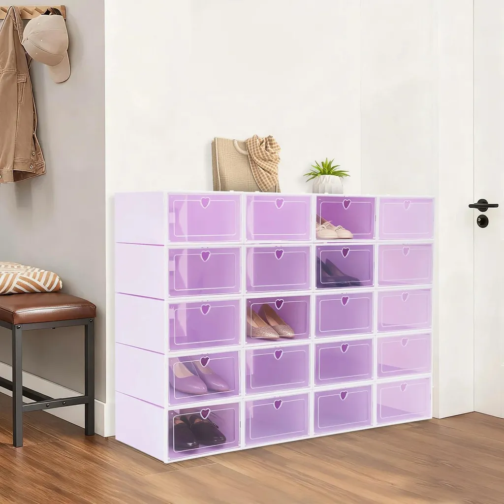 Organisateurs de chaussures pliables et réutilisables - Set de 20 boîtes violettes - 3