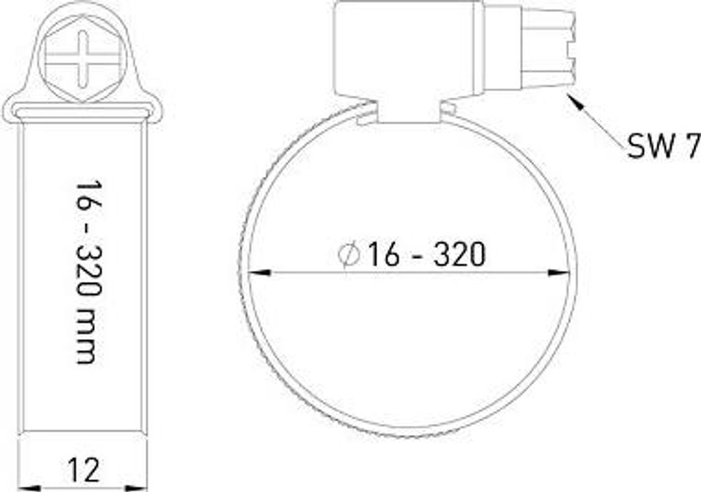 Universal W4 Schlauchschelle 175000 32 - 50mm, 1 1/2" + 2", V2A